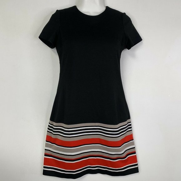 Calvin Klein Dress Black Size 2 Petite Exposed Zipper Round Neck Short Sleeve - Picture 3 of 10